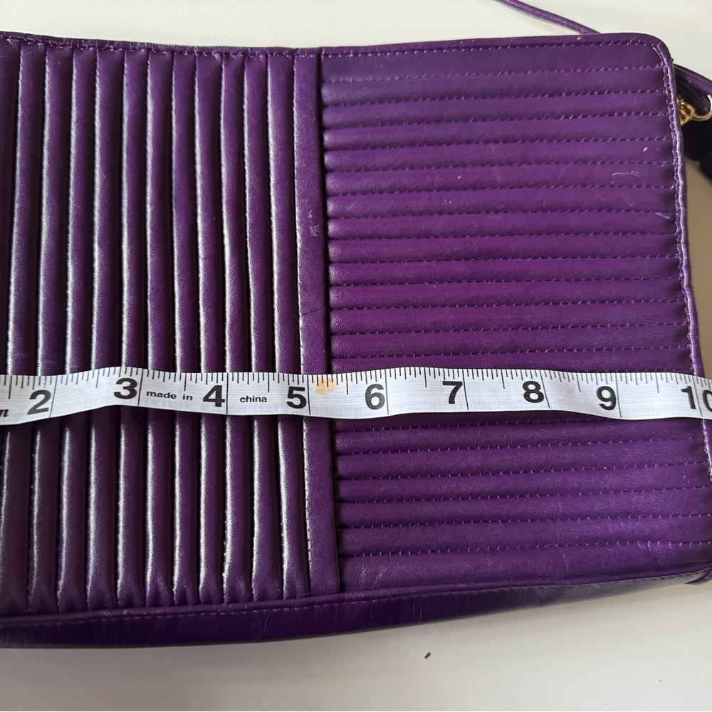 Vintage 80’s Genuine Leather Nolan Miller Dynasty Collection Purple Purse Bag - Picture 5 of 12